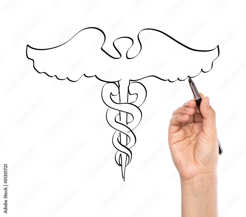 Hand draw Medical background with Caduceus medical symbol Stock Photo ...