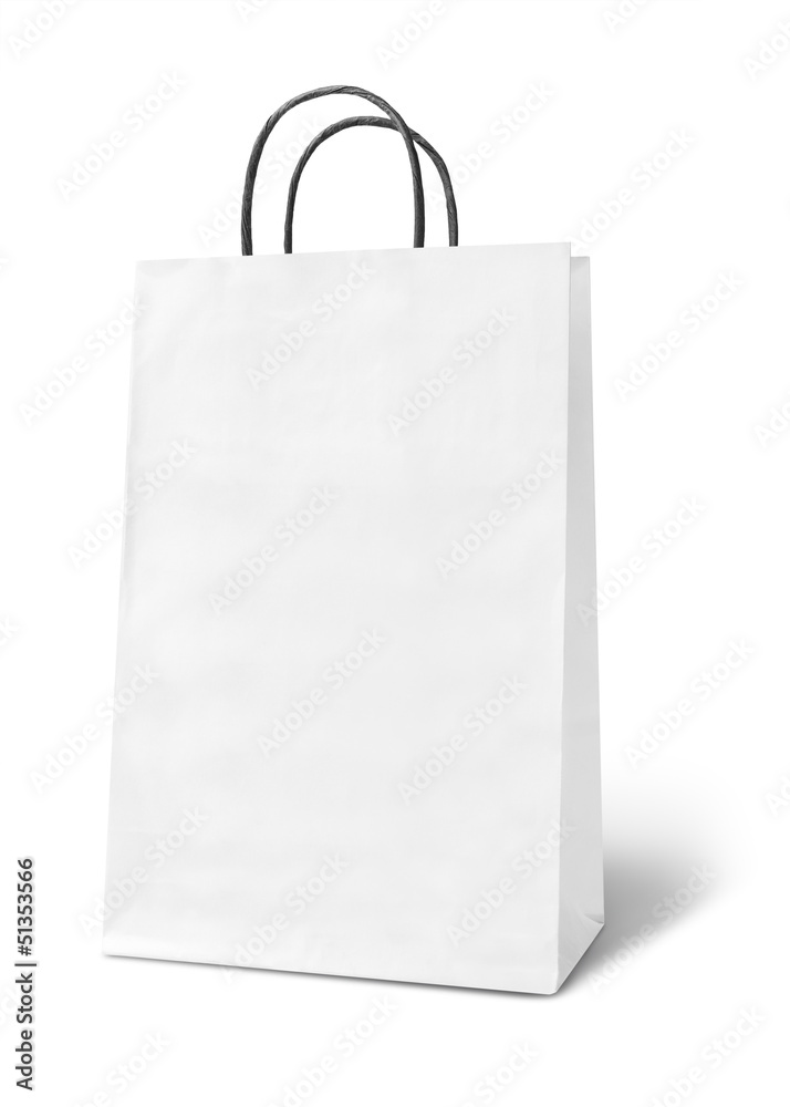 Blank white paper bag