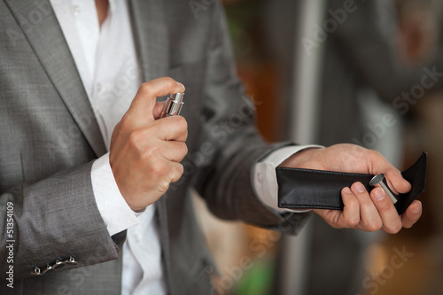 Groom at wedding handsome businessman photo