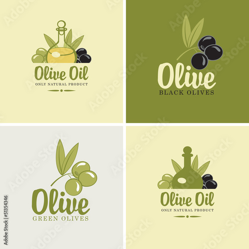 set of four banners on the theme of olives and oil