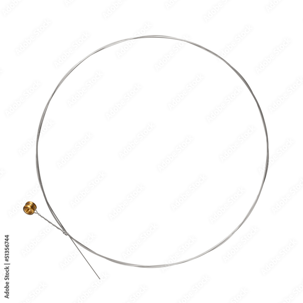 Naklejka premium first guitar string on a white background