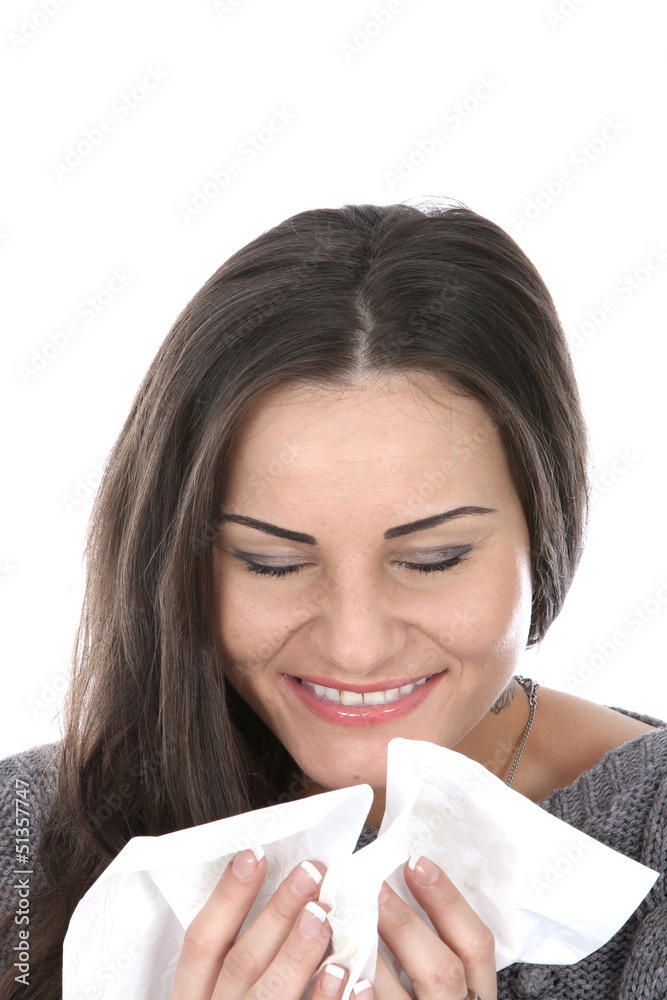 Woman Blowing Nose Woman Blowing Nose
