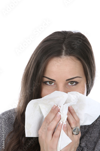 Woman Blowing Nose