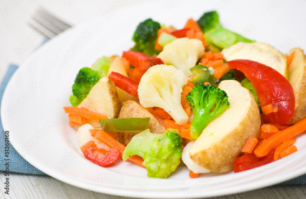Mixed vegetables on a plate Mixed vegetables on a plate
