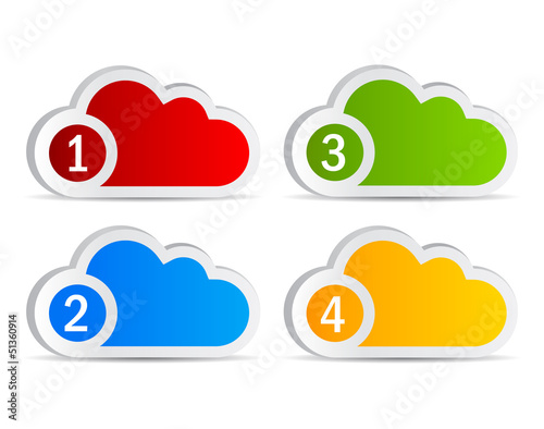 Numbered cloud labels, vector illustration