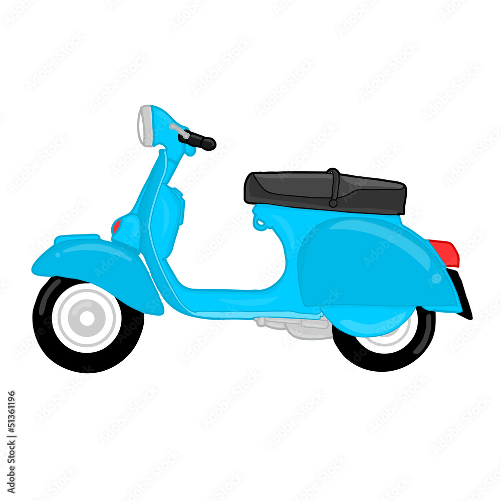 Vettoriale Stock blue vespa cartoon on white background | Adobe Stock