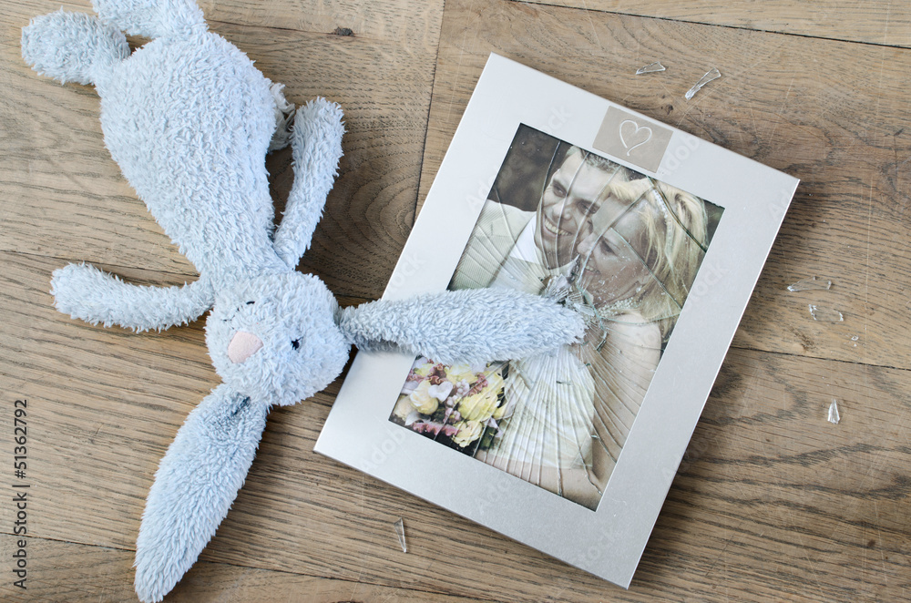 concept of divorce, broken photo frame marriage concept of divorce, broken photo frame marriage