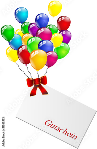 Gutschein an Luftballons