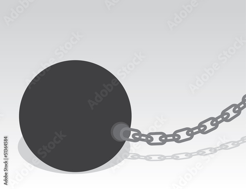 Large ball and chain with shadow