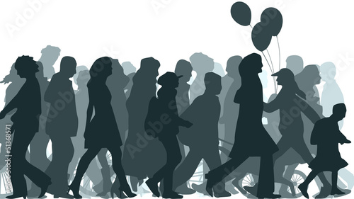 Illustration of crowd moved unknown people.