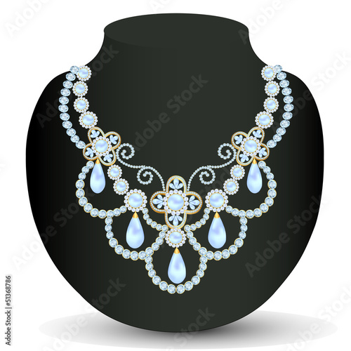necklace women blue for marriage with pearls and precious stone