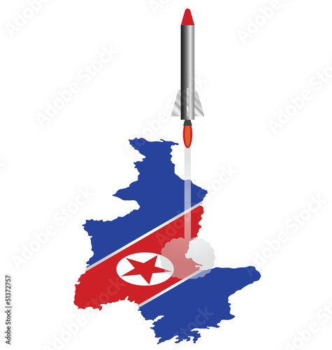 North Korea isometric flag map