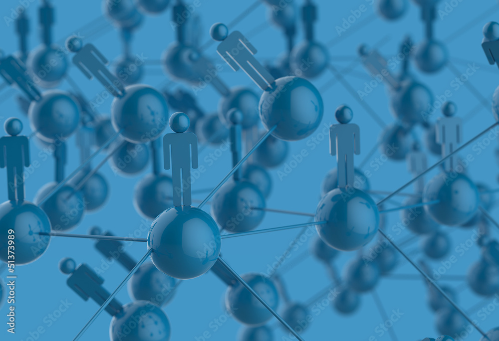 3d blue human social network 3d blue human social network
