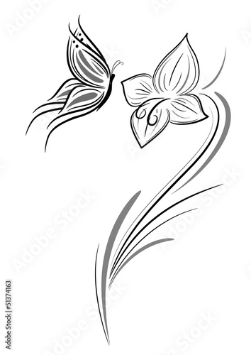 farfalla con fiore tattoo