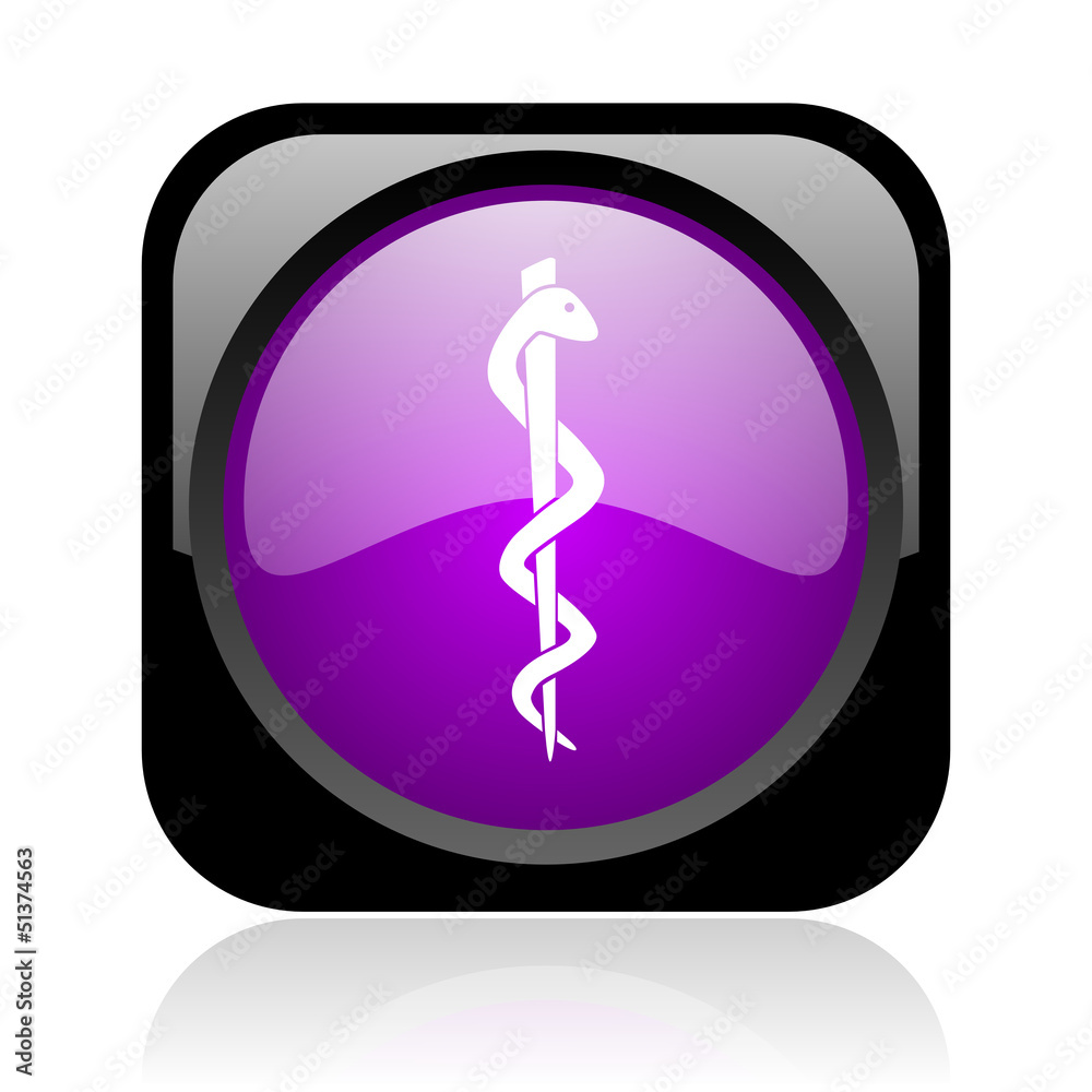 caduceus black and violet square web glossy icon caduceus black and violet square web glossy icon