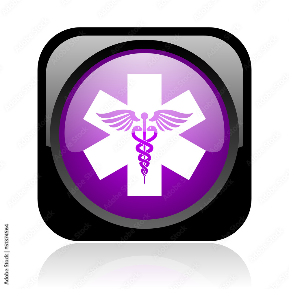 caduceus black and violet square web glossy icon caduceus black and violet square web glossy icon