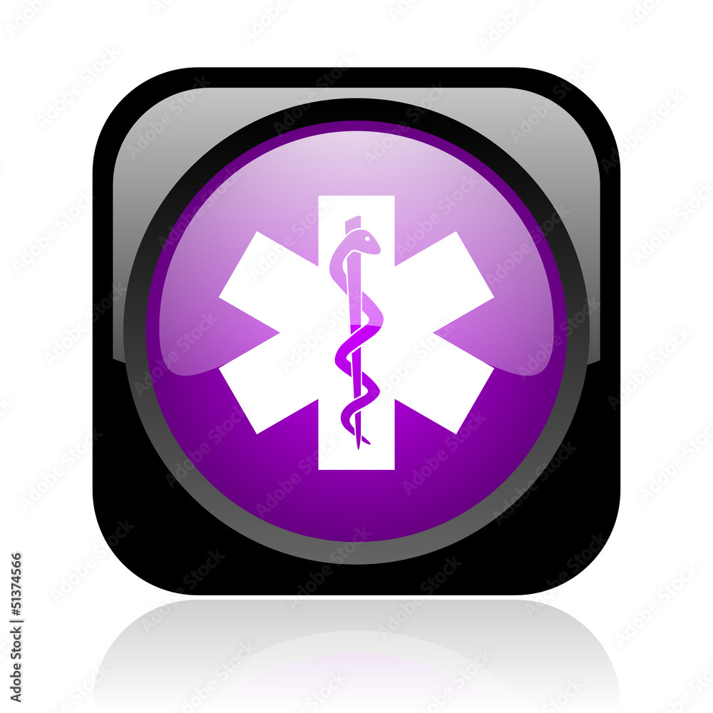 caduceus black and violet square web glossy icon caduceus black and violet square web glossy icon