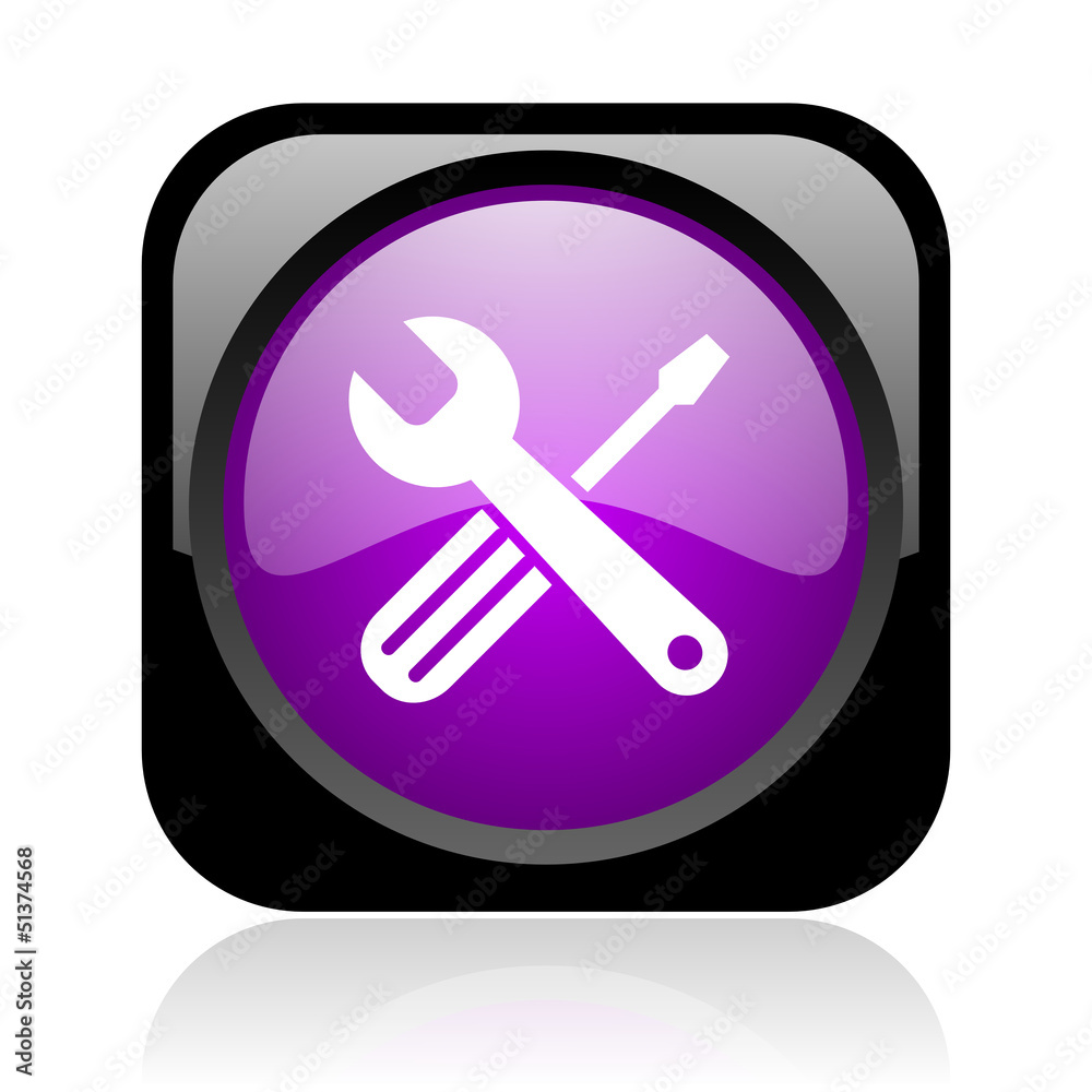 tools black and violet square web glossy icon tools black and violet square web glossy icon
