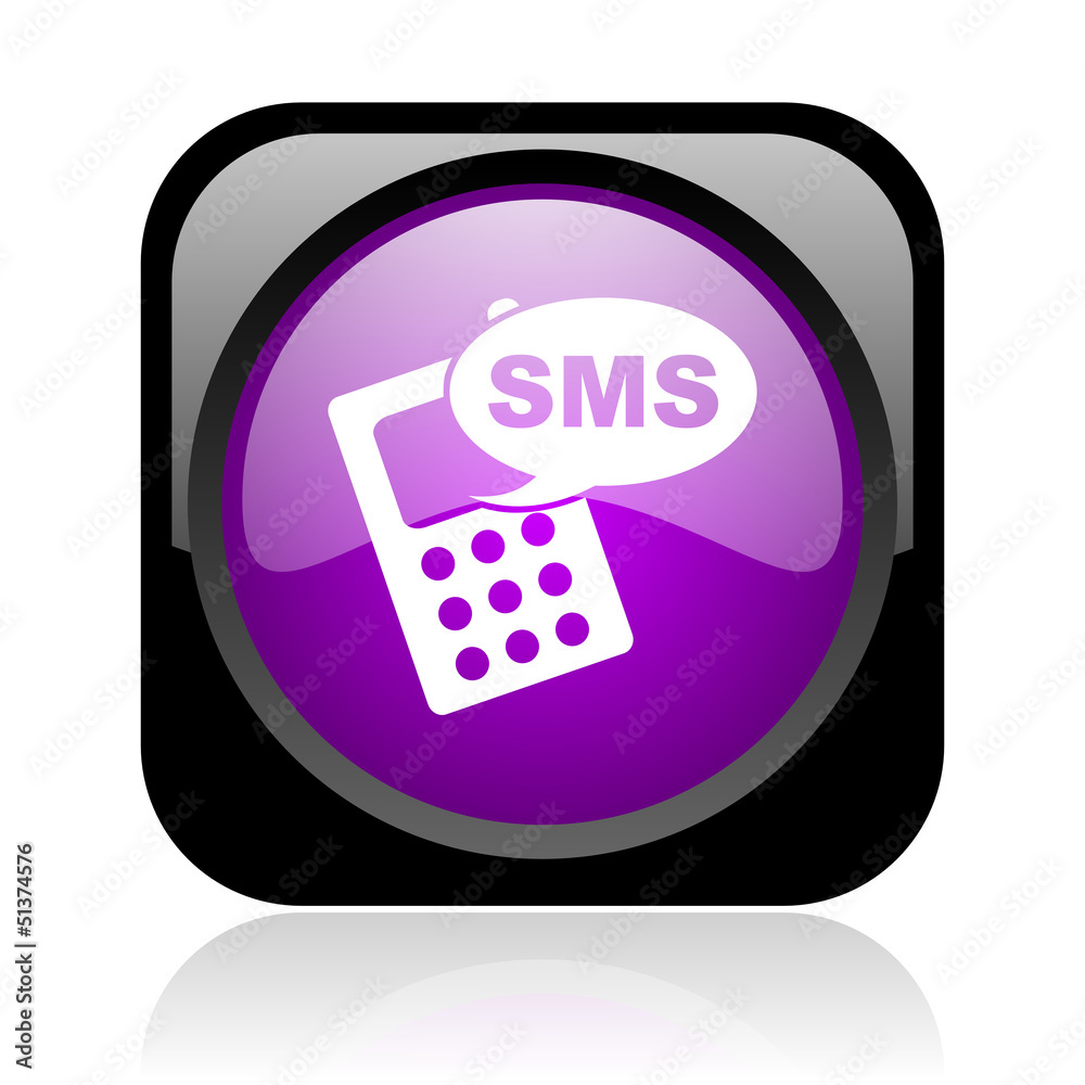 sms black and violet square web glossy icon sms black and violet square web glossy icon