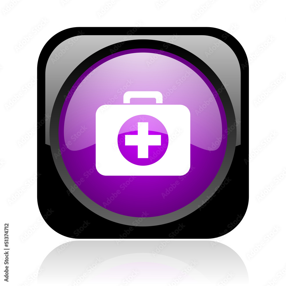 first aid kit black and violet square web glossy icon first aid kit black and violet square web glossy icon