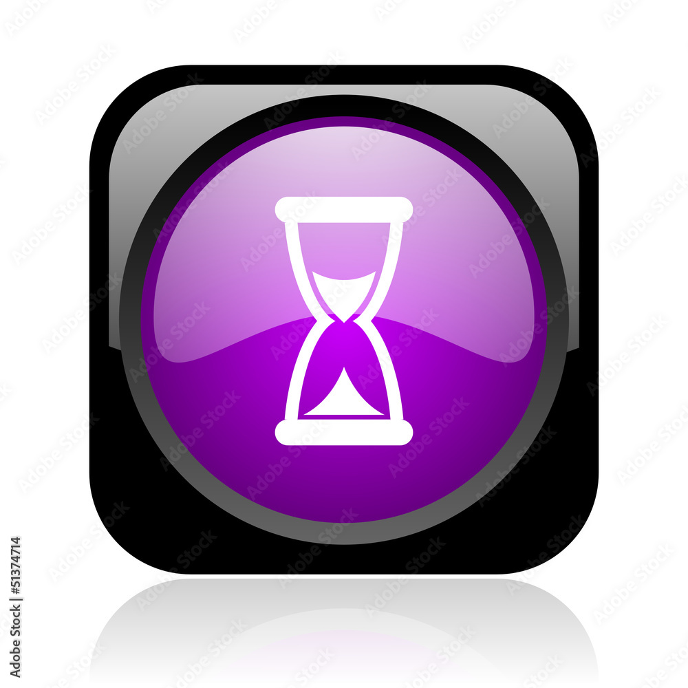 time black and violet square web glossy icon time black and violet square web glossy icon