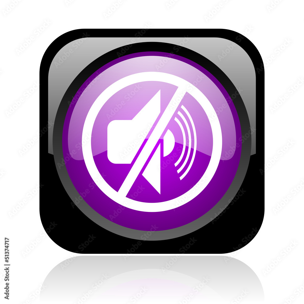 mute black and violet square web glossy icon mute black and violet square web glossy icon