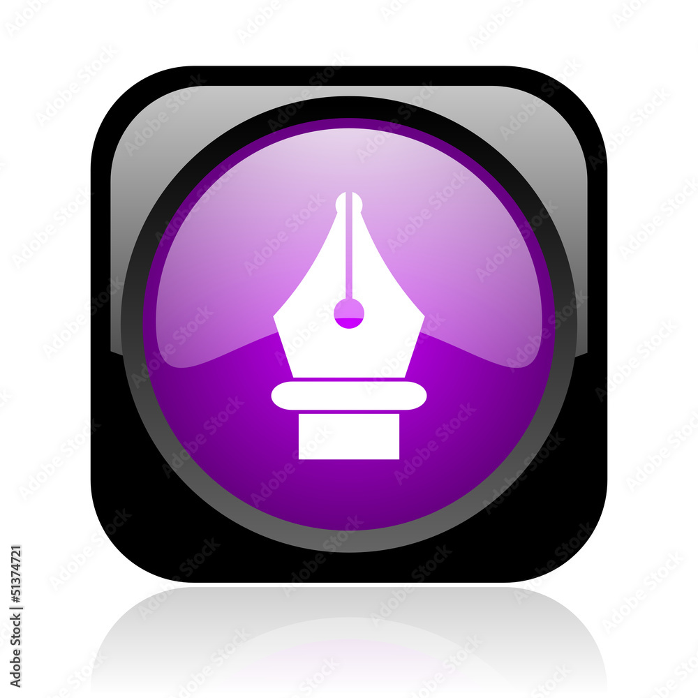 pen black and violet square web glossy icon