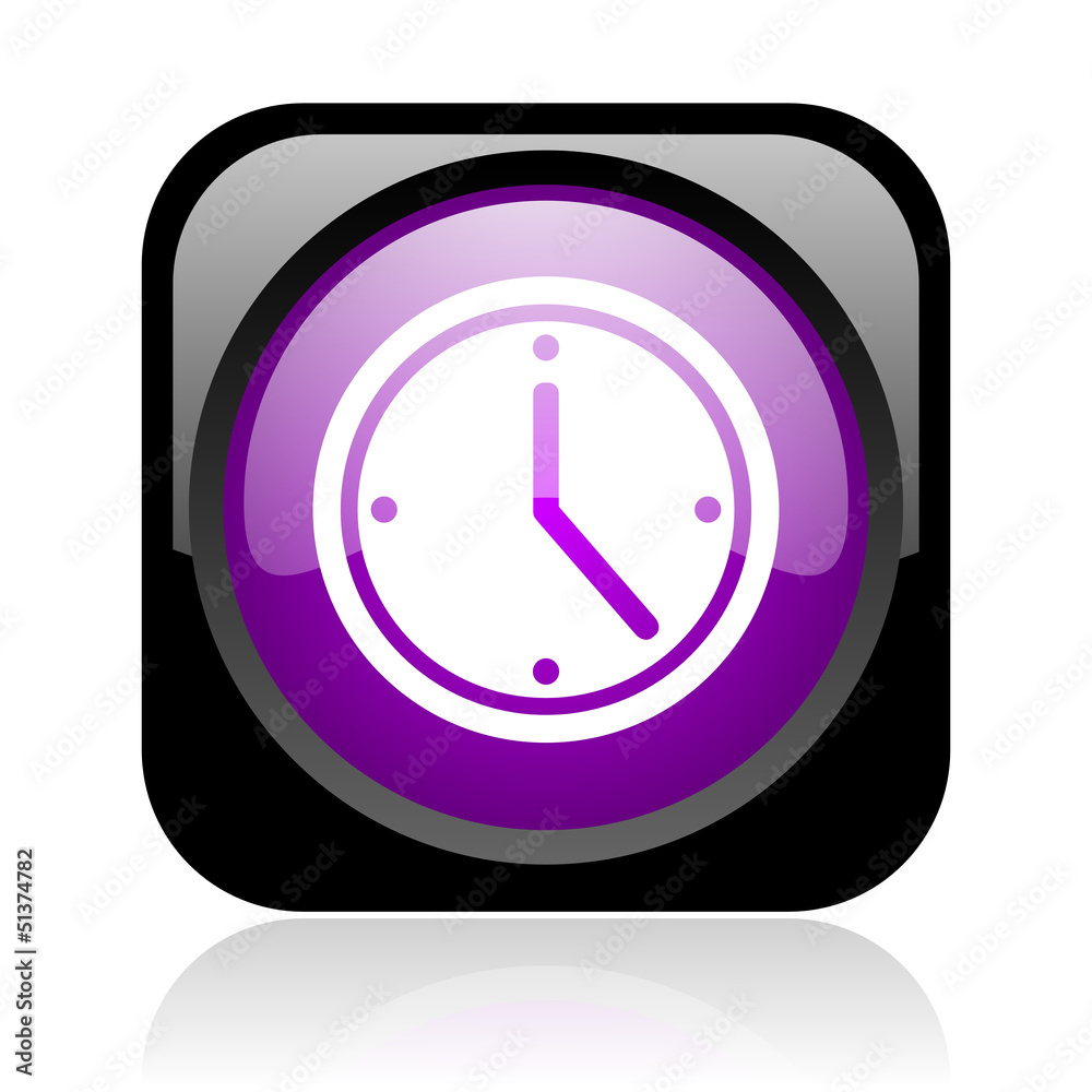 clock black and violet square web glossy icon clock black and violet square web glossy icon