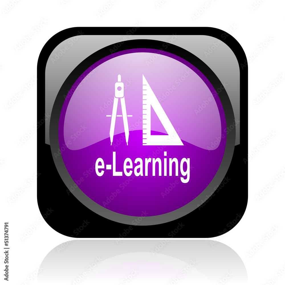 e-learning black and violet square web glossy icon e-learning black and violet square web glossy icon