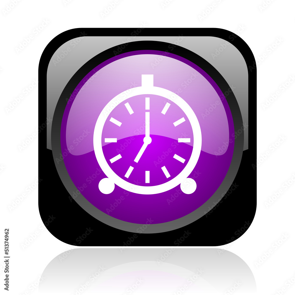 alarm clock black and violet square web glossy icon alarm clock black and violet square web glossy icon