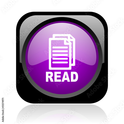 read black and violet square web glossy icon
