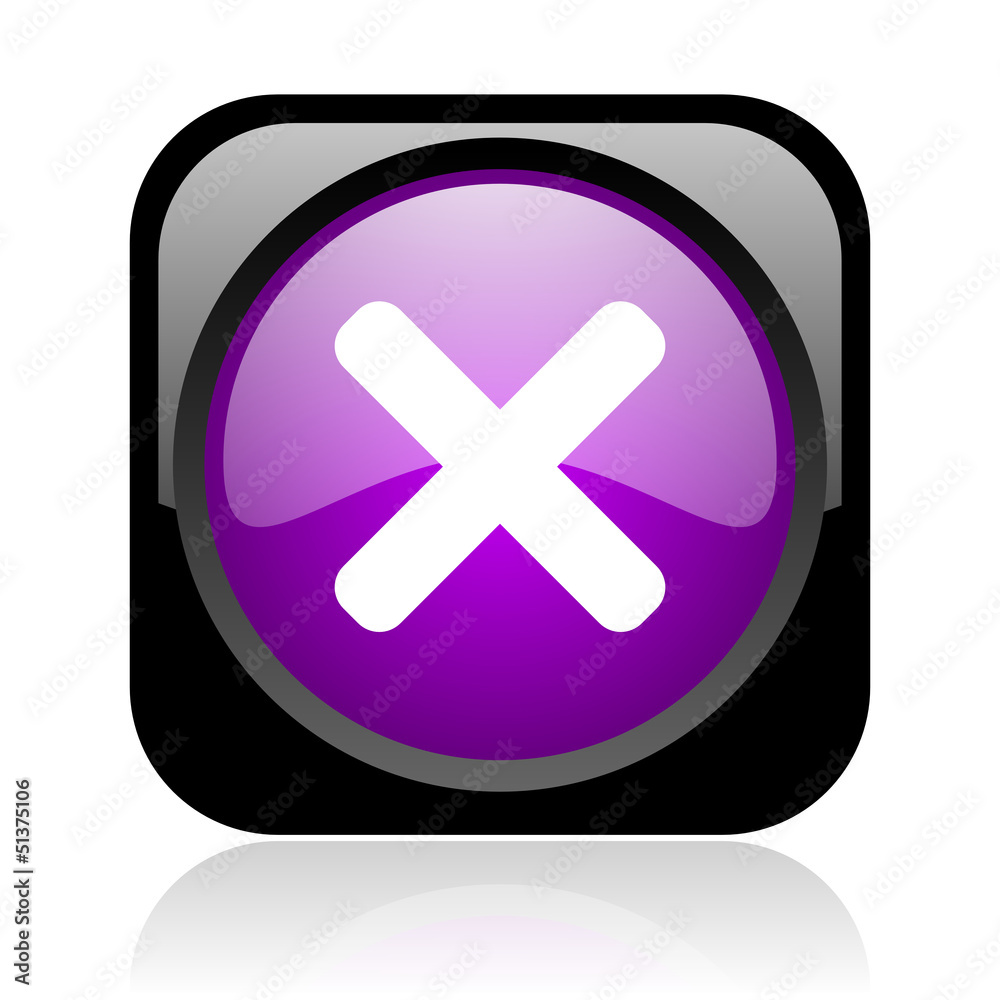 Obraz premium cancel black and violet square web glossy icon