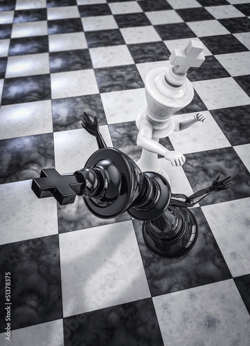 Canvas Print Checkmate knockout white