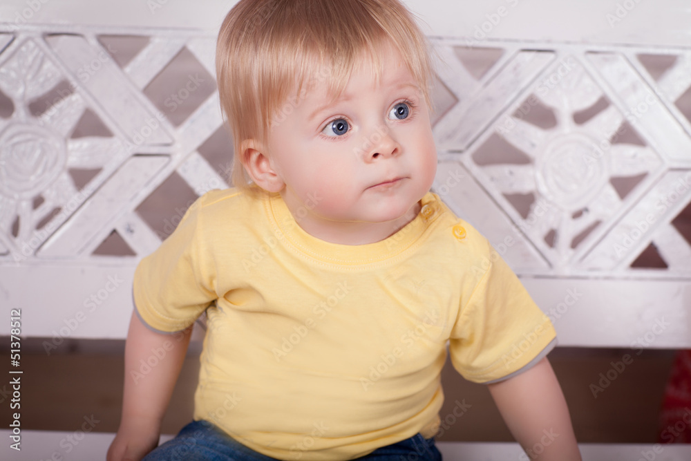 Beautiful lovely baby boy little child in trendy jeans. Beautiful lovely baby boy little child in trendy jeans.