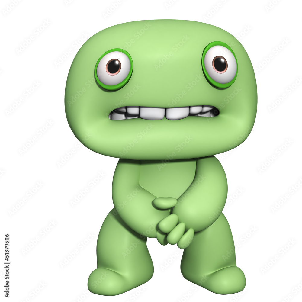 3d cartoon cute green man