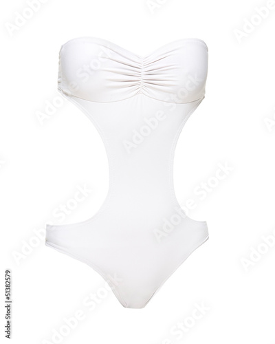 White peekaboo one piece bandeau sweetheart swimsuit