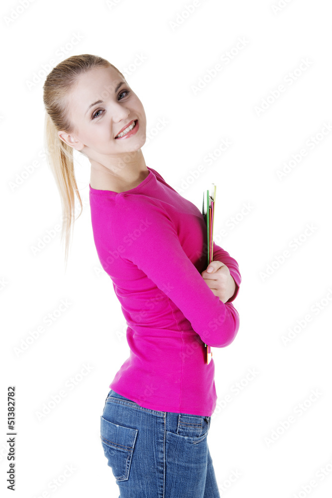 Happy blond student girl Happy blond student girl