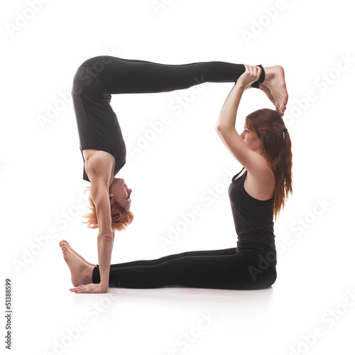 paired yoga on a white background