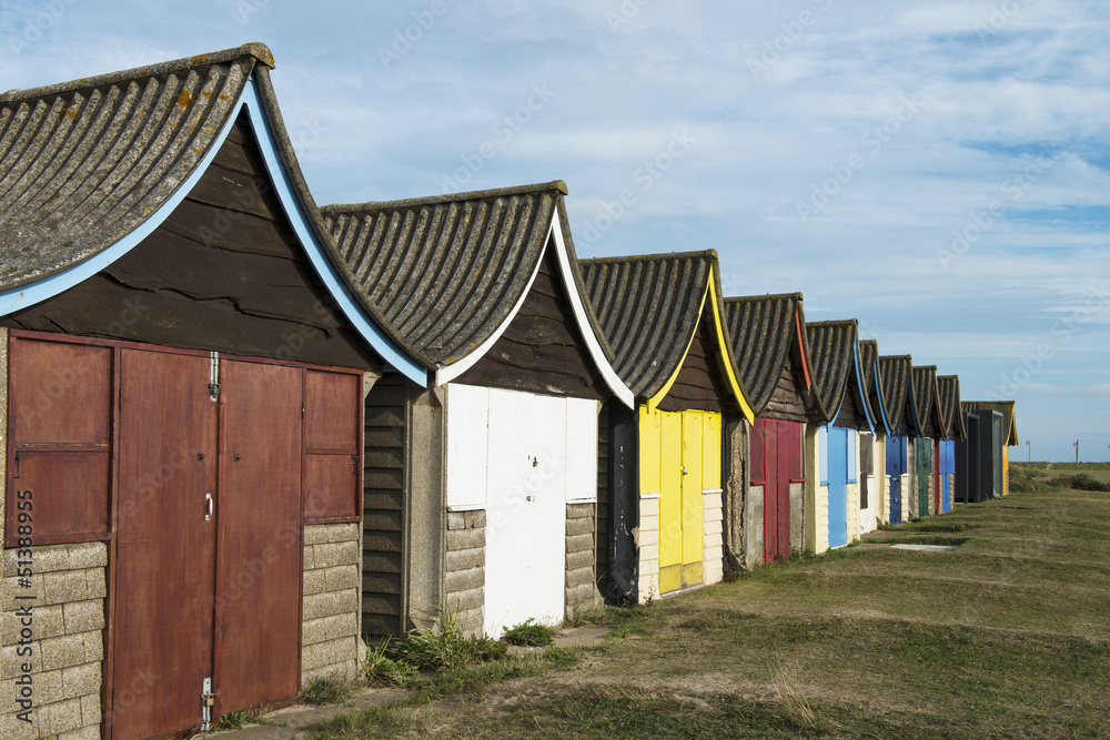 Beach Huts at Mablethorpe, Lincolnshire, UK.