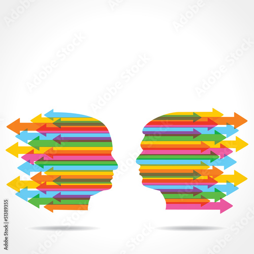 Colorful arrow make the face of man and woman stock vector