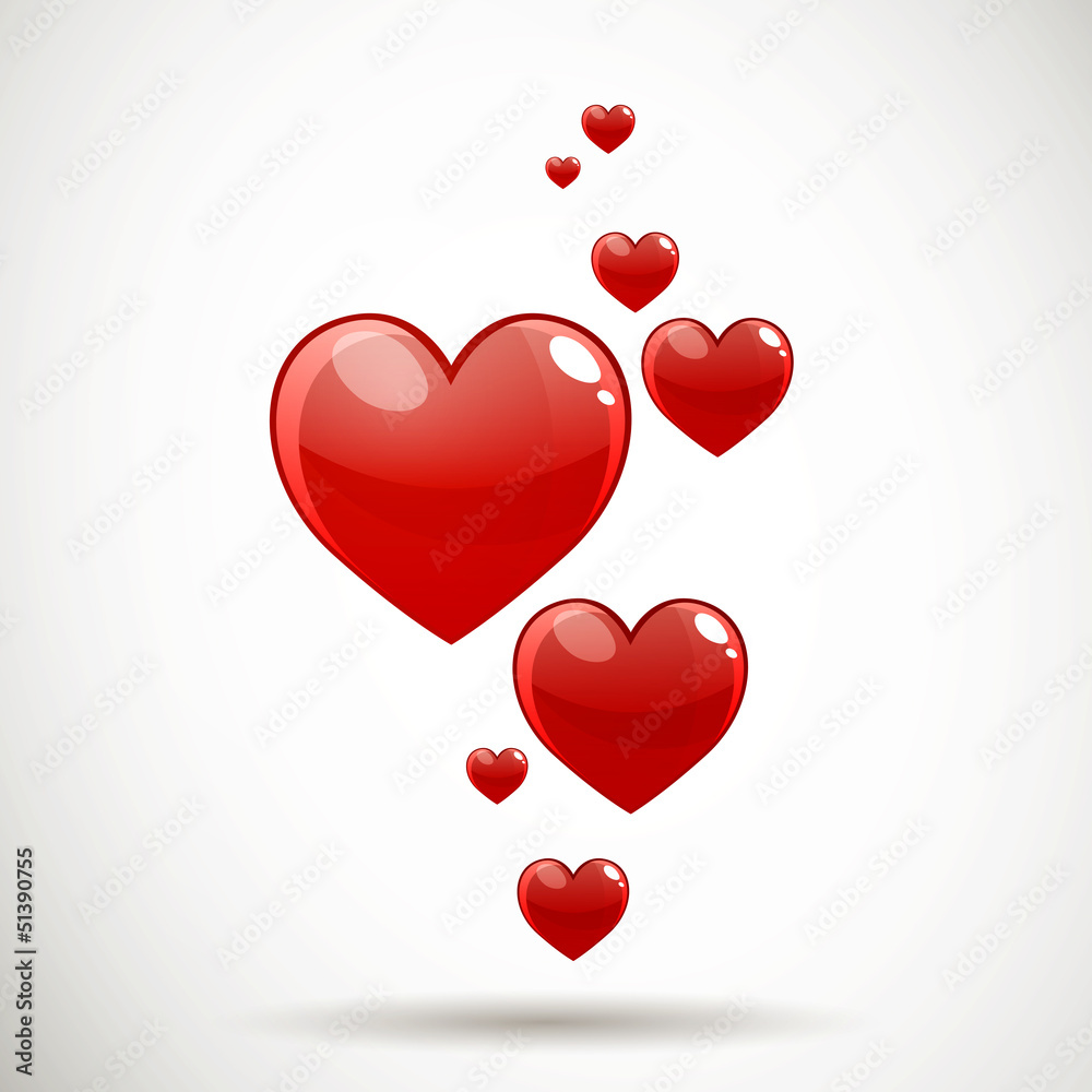 Vector Illustration of Decorative Red Hearts