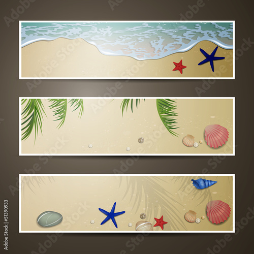 Vector Illustration of Summer Beach Banners