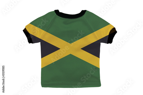 Small shirt with Jamaica flag isolated on white background
