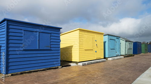Colorful Beach Huts at The Duver, Isle of Wight, UK. © mparratt