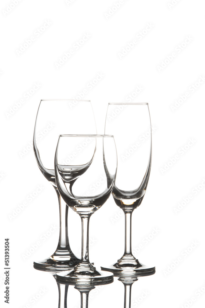 Empty wine glass and champagne glass