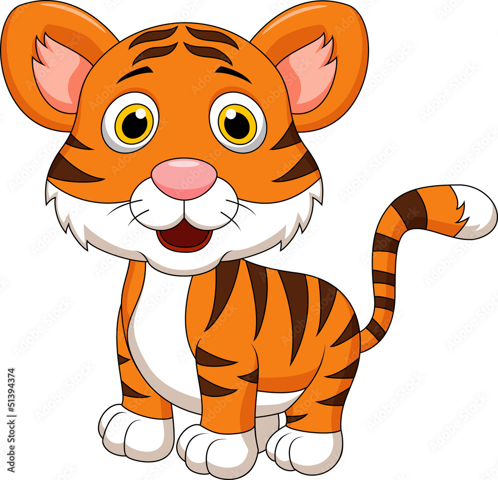 Naklejka premium Cute baby tiger cartoon