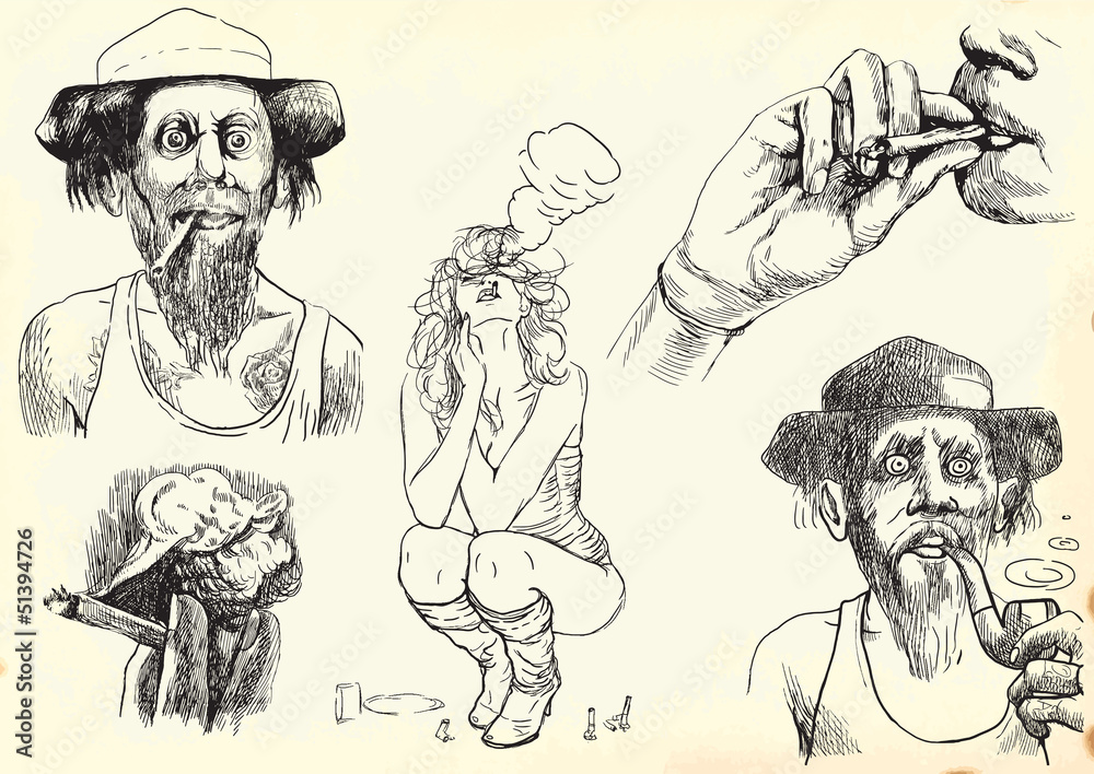 smokers - hand drawings into vectors smokers - hand drawings into vectors