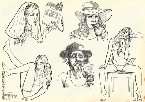 smokers - hand drawings into vectors