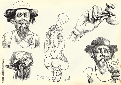 smokers - hand drawings into vectors