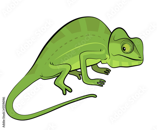 Chameleon cartoon character isolated on white background